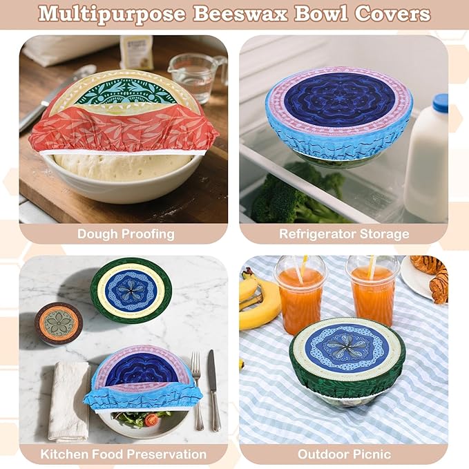 5-Size Reusable Beeswax Bowl Covers
