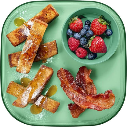Madesmart Dipware Reusable Dining Plate/Serving Tray for Appetizers and Snacks, Food-Safe Appetizer Serving Platter with Removable Dip Bowl, Sage