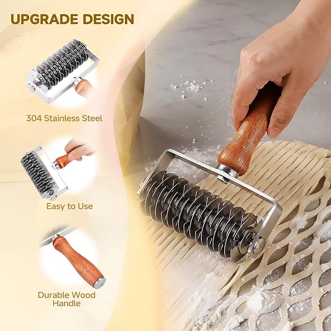 Pastry Lattice Roller Cutter, Stainless Steel Dough Cutter Wheel