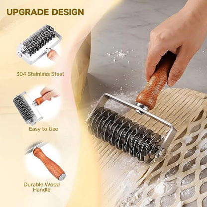 Pastry Lattice Roller Cutter, Stainless Steel Dough Cutter Wheel
