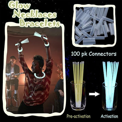 100 pk 8" White Glow Sticks Bulk Party Favors, Light up Glow Necklaces & Bracelets in the Dark Party Supplies For Christmas Halloween 4th of July Birthday Neon Party (100 * White)