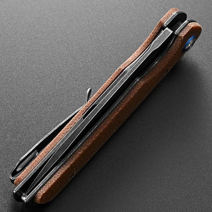 Eafengrow EF973 Folding Knife, D2 Steel Blade Micarta Handle Scale Pocket Knife Folder for Working Camping Hiking EDC Tool Knife(brown)