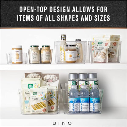 BINO | The SOHO Collection Plastic Storage Bins, X-Small - 2 Pack, Clear | Pantry and Fridge Organizer Containers, Kitchen Cabinet and Medicine Cabinet Bins