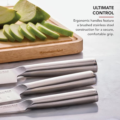 KitchenAid 3 Piece Forged Chef Knife Set High Carbon Japanese Steel, Includes 8