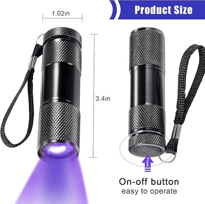 Roceei 10 Pieces UV Blacklight Flashlights, LED Light, Handheld, Mini Light Torch Detector, Portable UV Flashlight Torch for Pets Stains Urine (Purple Light)