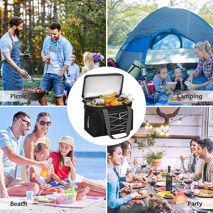 Maelstrom Collapsible Soft Cooler Bag, 24/30/60/75 Cans Beach Cooler, Ice Chest, Leakproof & Portable for Beach, Camping, Road Trips & Grocery Shopping