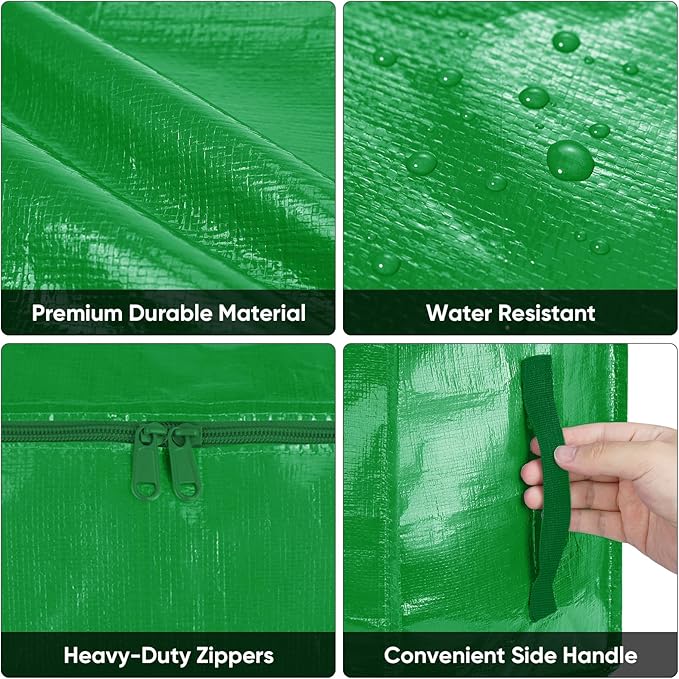 BALEINE 8-Pack Oversized Moving Bags with Reinforced Handles, Heavy-Duty Storage Tote for Clothes, Moving Supplies (Light Green, 8-Pack)