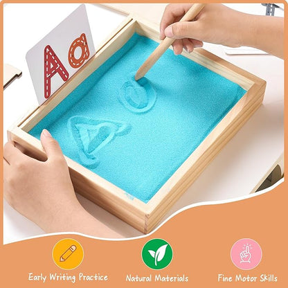 Montessori Sand Tray for Kids,Writing Play Sand Tray with Lid for Classroom Practice Writing Letters and Numbers