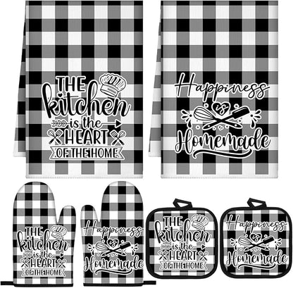 Sratte 6 Pcs Kitchen Decor Accessories Set Farmhouse Towels Pot Holders Oven