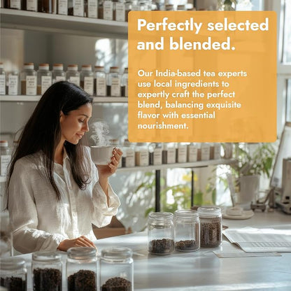 Vital Bloom 120 ct Ginger Tea Bags, Blend With Peppermint, Licorice, Lemongrass and Black Pepper, 100% Natural Ingredients, Bleach Free Tea Bags, Caffeine Free (Free Bamboo Tongs Included)