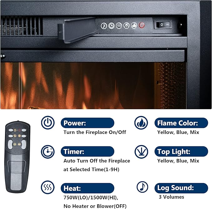 Velaychimny 40" Electric Fireplace Insert