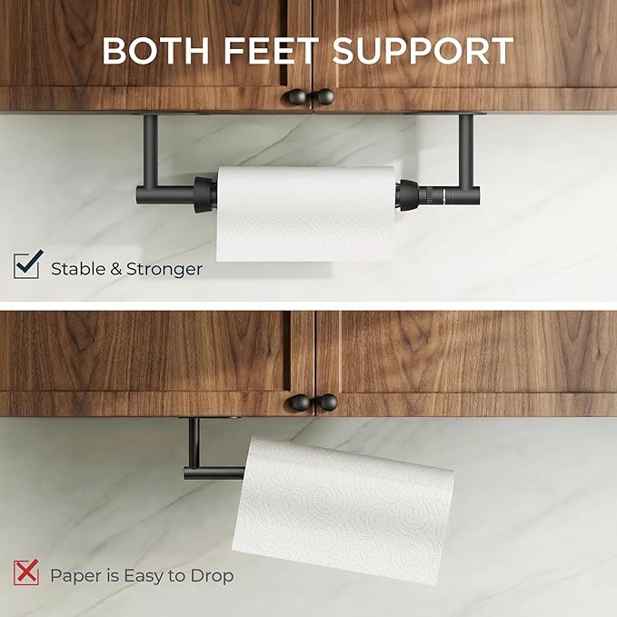 FORIOUS Paper Towel Holder Under Cabinet, One Hand Operable