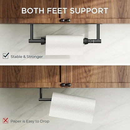FORIOUS Paper Towel Holder Under Cabinet, One Hand Operable