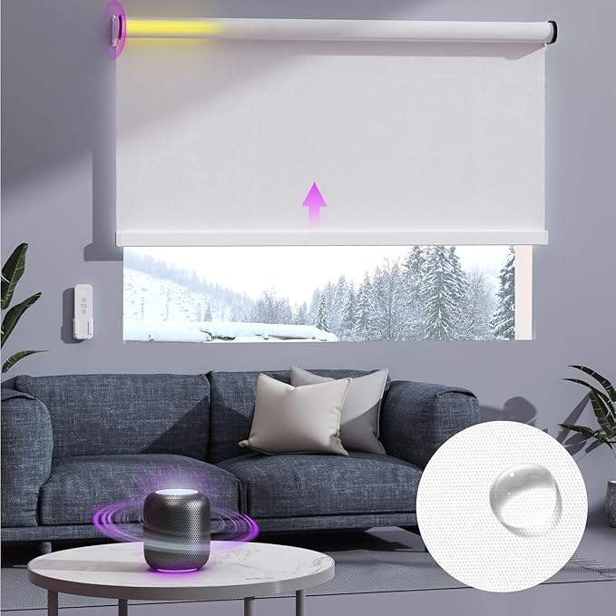Astomi Motorized Smart Blinds for Windows, Automatic Roller Blackout Shades