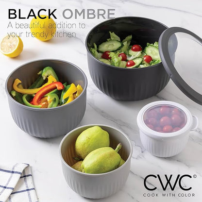 COOK WITH COLOR Prep Bowls with Lids- Wide and Deep Nesting Plastic Small