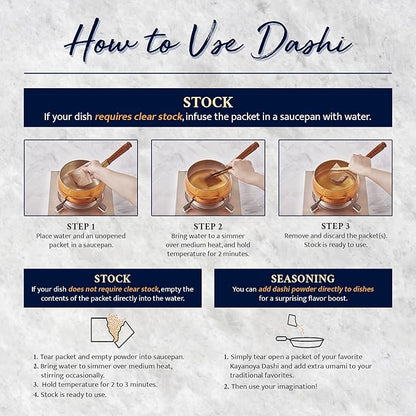 Kayanoya Dashi, Original Dashi Stock Powder, Dashi Powder with Superb Flavor from Bonito Flakes, Round Herring, Grilled Flying Fish and More, (8g Packets x 12)