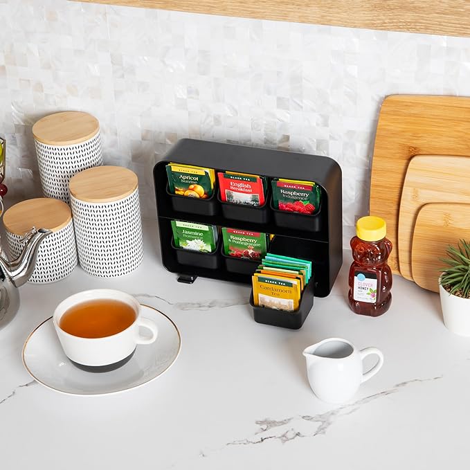 Mind Reader Tea Bag Organizer, Tea Station Organizer, Countertop Storage