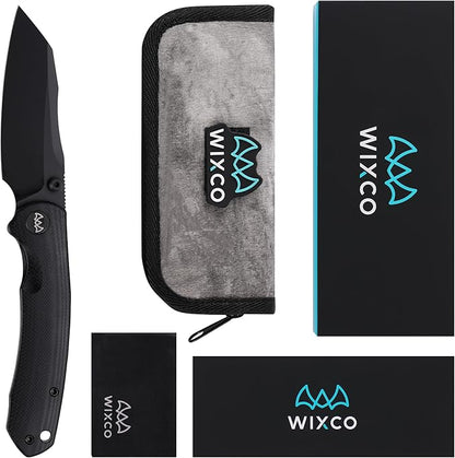 Folding Pocket Knife, 3.35" 14C28N Blade G10 Handle EDC Knife with Liner Lock, Small Pocket Knife with Clip for Men, Sharp Camping Hiking Hunting Survival Knives (Black)