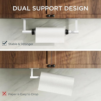 FORIOUS Paper Towel Holder Under Cabinet, One Hand Operable