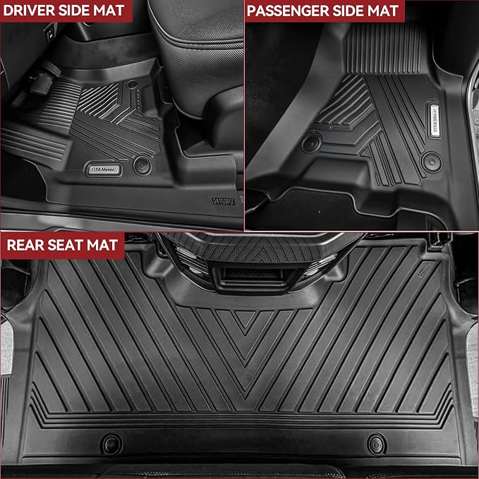 YITAMOTOR Floor Mats Fit for 2025-2026 RAM 1500 Crew Cab w/o Rear Under-Seat Storage Bucket Seat, All Weather TPE Custom Fit Waterproof Floor Liners for RAM 1500 Accessories 1st & 2nd Row, Black