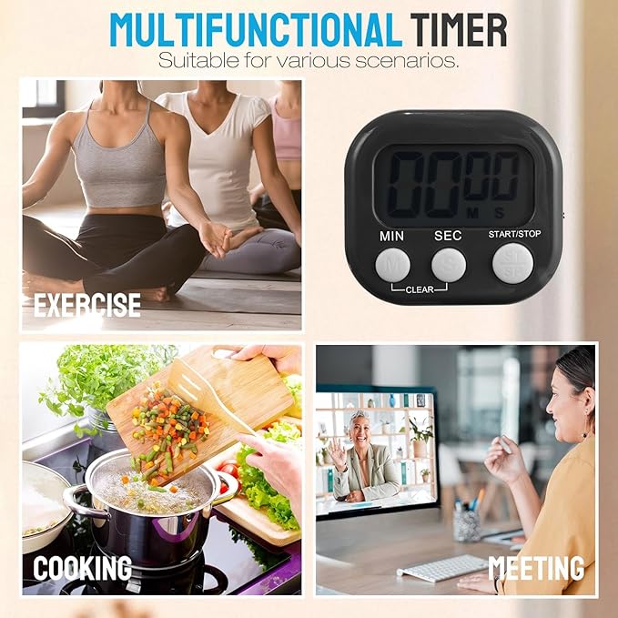 Leumoi 24 Pcs Digital Kitchen Timers Bulk Small Magnetic Timer On/Off Switch