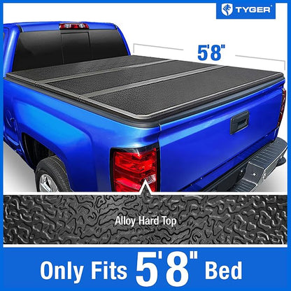 Tyger Auto T5 Alloy Hardtop Truck Bed Tonneau Cover Compatible with 2014-2018 Chevy Silverado / GMC Sierra 1500; 2019 LD/Limited Only | 5'8" Bed (69") | TG-BC5C3006 Hard Folding Solid Tri-Fold