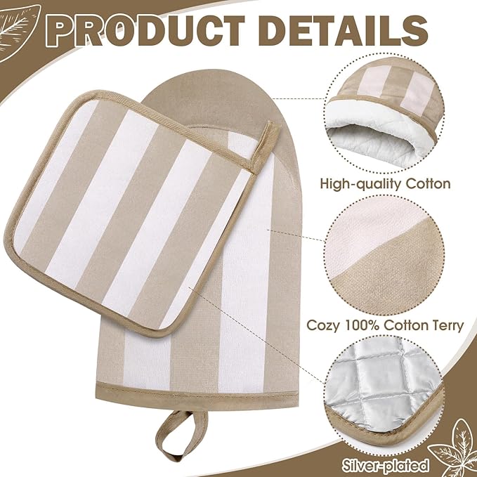 4 Pcs Pot Holders and Oven Mitts Set