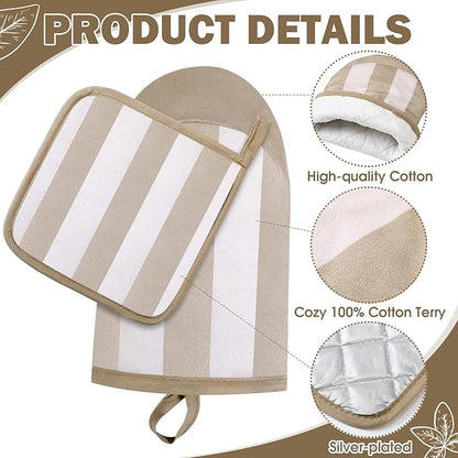 4 Pcs Pot Holders and Oven Mitts Set
