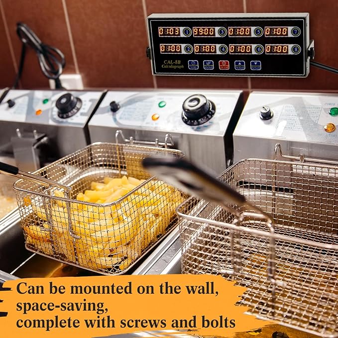 Relaxweex 1 Pack Commercial 8 Channel Digital Kitchen Timer, Wall Mount or