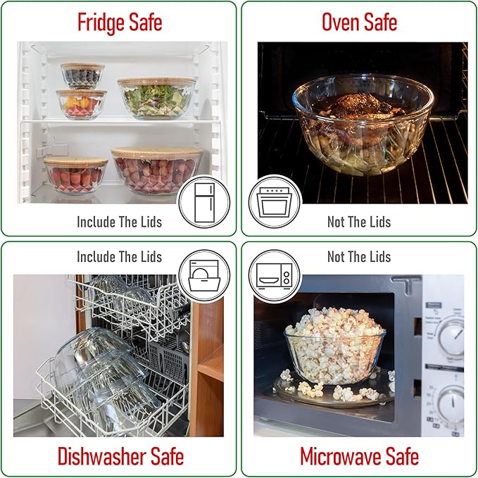Large Stackable Set of 5 Nesting Glass Bowls