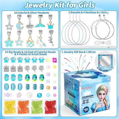 BLmukce Charm Bracelet Making Kit for Girls Ages 8-12, DIY Jewelry Making Kit & Craft Set with Beads, Charms & Necklace Kit Birthday Christmas Gift for Kids 4-6 7 8 Years Old Girl