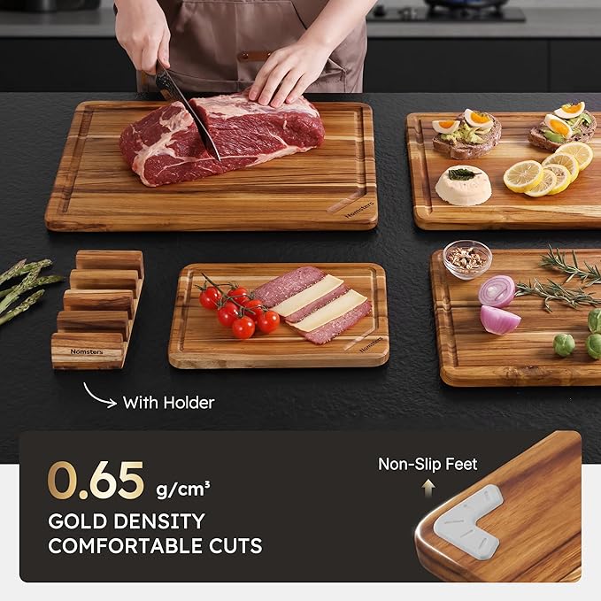 4 Pack Teak Wood Cutting Board Set