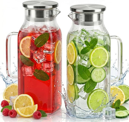 2 Pack Square Glass Pitcher