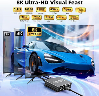 HDMI 2.1 Splitter 1 in 2 Out 4K 120Hz