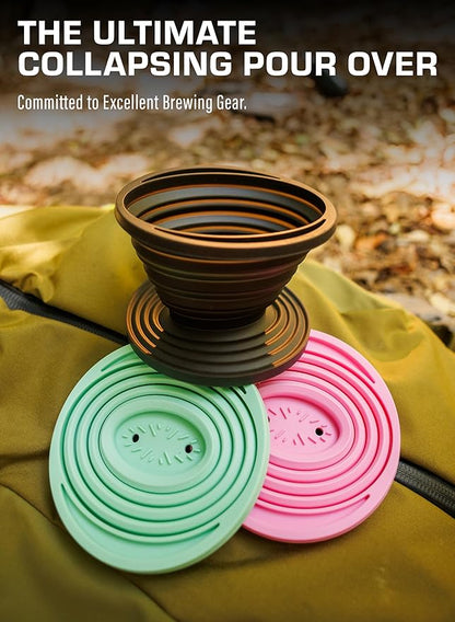 COLETTI Sierra Camping Pour Over Coffee Dripper — Collapsible Pour Over Coffee Dripper — Includes Pack of Paper Filters [Black, Pack of 1]
