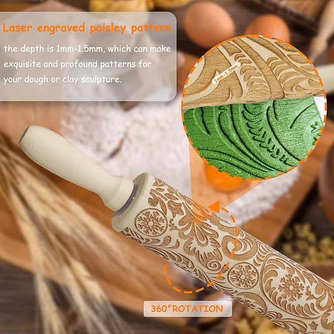 Embossed Wooden Rolling Pin, Embossing Rolling Pin