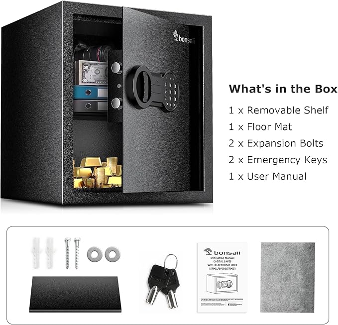 Bonsaii Steel Safe Box with Digital Keypad Lock, 1.2 Cubic Feet Security