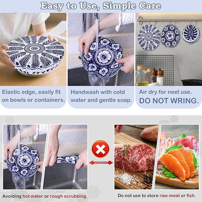 5-Size Reusable Beeswax Bowl Covers
