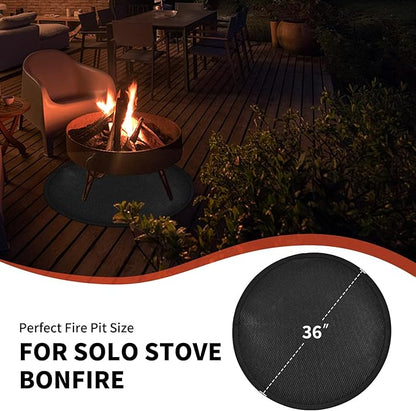 36" Round Fire Pit Mat for Solo Stove Bonfire, Fireproof Mats for Under Reusable Oil-Proof Waterproof BBQ Pad for Deck Patio Grass Outdoor Indoor Grill Solo Stove Accessories