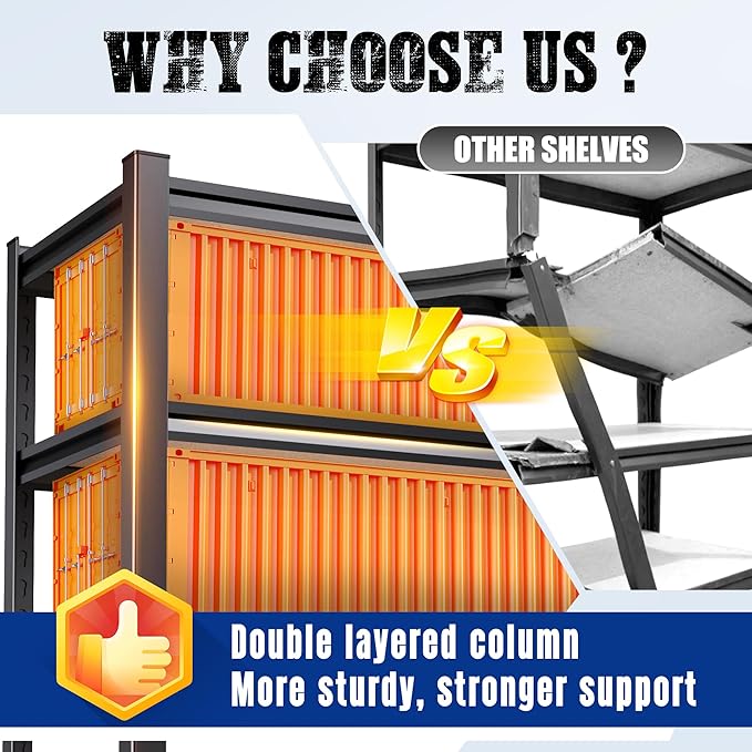 71"H-35"W-15.7"D Garage Shelving-2050LBS 5 Tier Storage Shelves, Adjustable