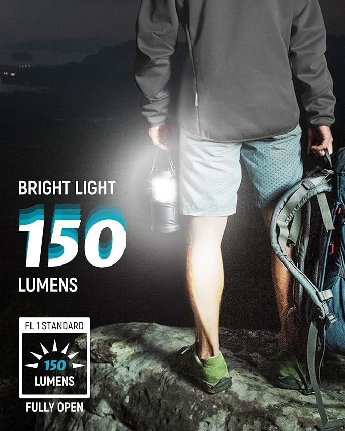 Lichamp 4 Pack LED Camping Lanterns, Battery Powered Camping Lights LED Collapsible Flashlight Portable Emergency Supplies Kit, A4BK
