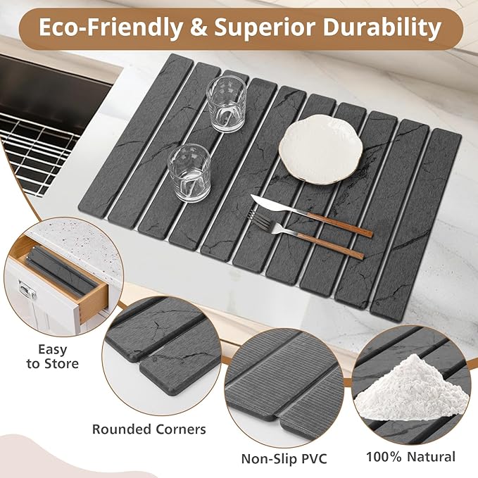 2 PCS Large Stone Dish Drying Mat