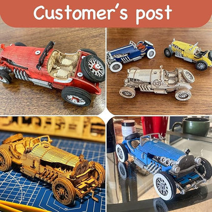 ROKR 3D Wooden Puzzle for Adults Mechanical Car Model-DIY Building Vehicle Kits-Brain Teaser Toys-Gift for Men Women on Birthday/Christmas Day(Grand Prix Car)