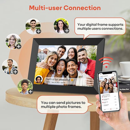 BIGASUO Digital Picture Frame, 10.1" Frameo Digital Frame WiFi