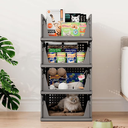 Pinkpum 6 Pack Black Closet Organizers and Storage Plastic Stackable Storage