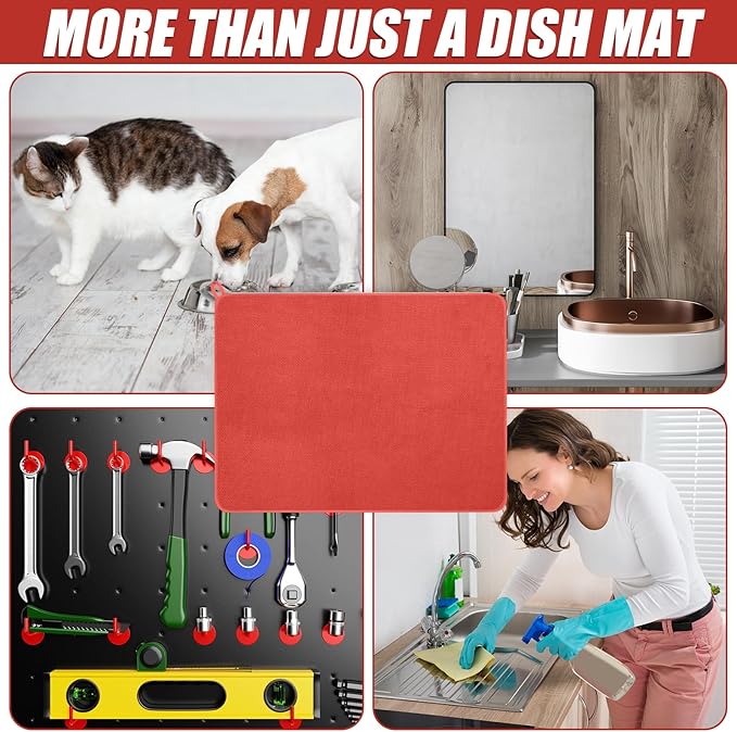Hushee 2 Pack Extra Large Dish Drying Mat Microfiber Absorbent Dish Drying Pad