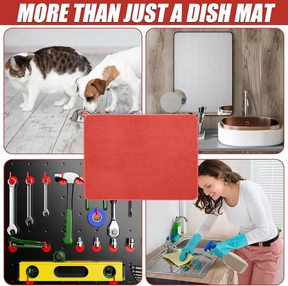 Hushee 2 Pack Extra Large Dish Drying Mat Microfiber Absorbent Dish Drying Pad