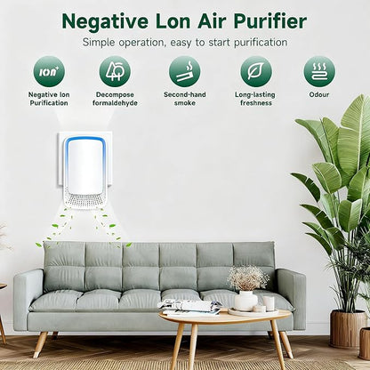 Plug In Air Ionizer Purifier for Home, Negative Ion Generator, Quiet Air
