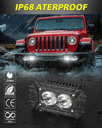 Flush Mount LED Pods Spot 40W CREE LED Flush Mount Bumper Lights | Offroad Driving Lights Backup Reverse Fog Light Pods for Trucks Pickup UTV ATV SUV