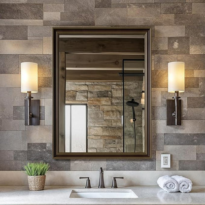 Retro Copper Effect Framed Wall Mirror, 24x32 Rectangle Mirror,